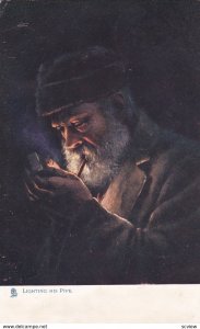 TUCK #1540; Lighting his Pipe , PU-1905 Firelight Effects