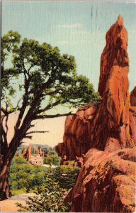 Garden of the Gods Pikes Peak Region Colorado Hidden Inn Pulpit Rock Postcard 