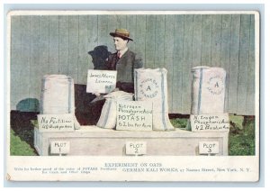 c1910 Experiment on Oats Farming Fertilizer Advertising Levanna NY Postcard