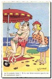 Old Postcard Fantasy Humor Beach Gondot