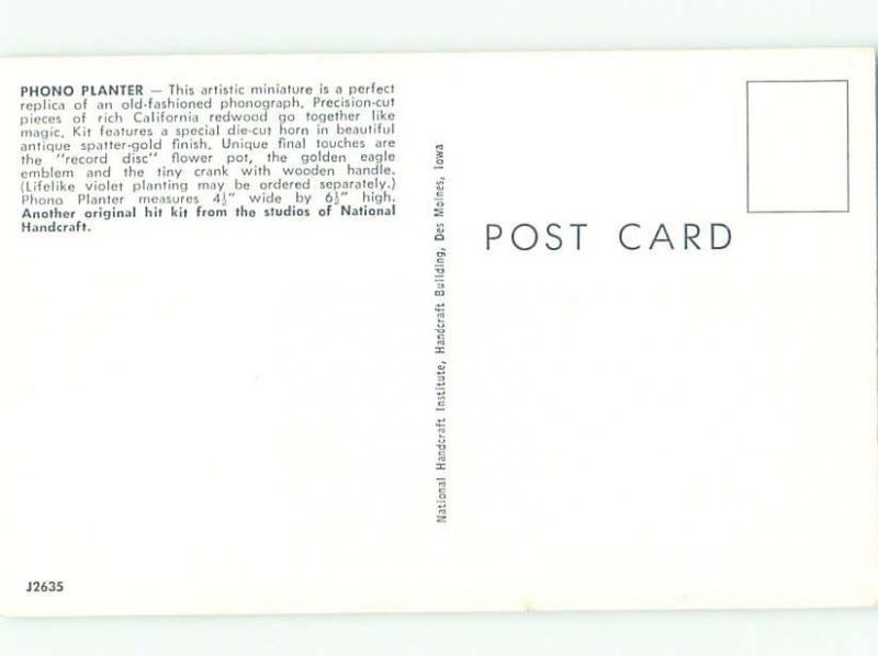 Pre-1980 This Is A Postcard PHONOGRAPH RECORD PLAYER PLANTER AC7212