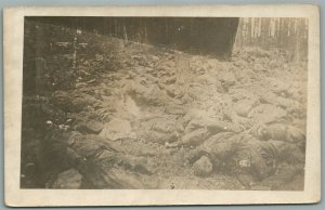 WWI DEAD BODIES AFTER GAS ATTACK ANTIQUE REAL PHOTO POSTCARD RPPC 