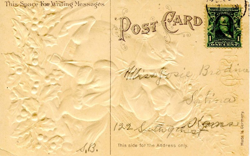 Greeting - Christmas. Santa Claus   Embossed