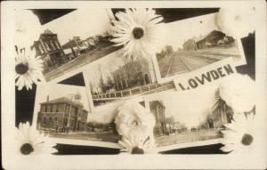 Lowden IA Multi-View w/ RR Train Depot Station c1910 Real Photo Postcard