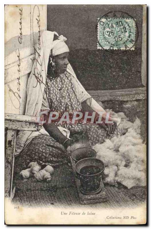 Old Postcard A Wool Spinner