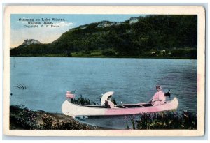 c1920 Canoeing Lake Winona Canoe Boat River Winona Minnesota MN Vintage Postcard