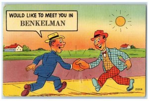 1952 Would Like Meet You Handshake Benkelman Nebraska Vintage Antique Postcard