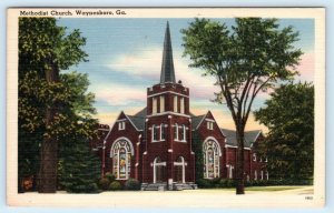 WAYNESBORO, GA Georgia ~ Burke County METHODIST CHURCH 1952 Linen Postcard