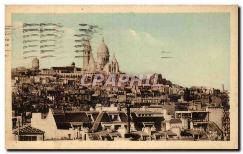 Old Postcard View Paris Montmartre's Sacre Coeur Basilica and St. Peter & # 3...