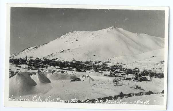 RPPC of Virginia City Nevada NV in the Snow & Mt. Davidson 7800 f