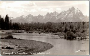 RPPC View of Snake River, Tetons WY Vintage Postcard B37 