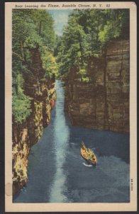 New York AUSABLE CHASM Boat leaving the Flume ~ Linen