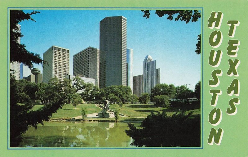 Postcard Houston, Texas As Seen From Sam Houston Park Chrome Unposted 1939-1970s 