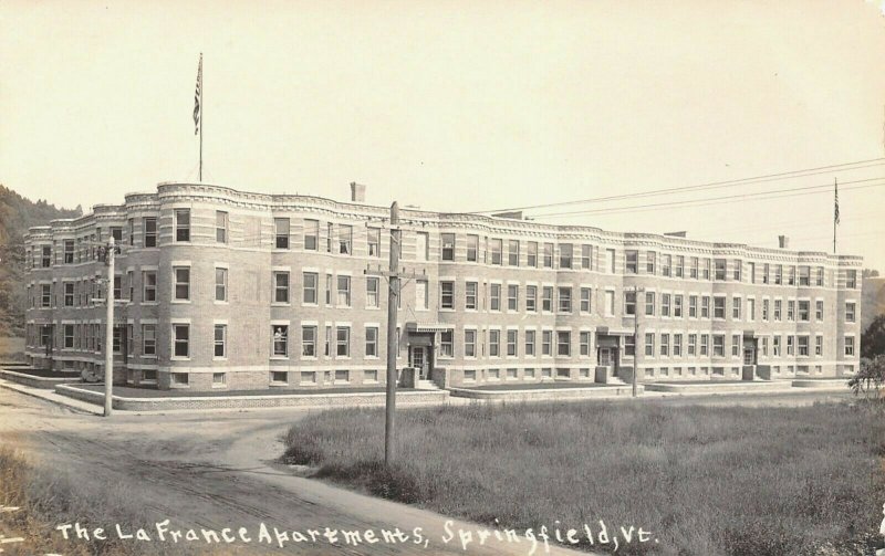 Springfield Vermont~LaFrance Block Apartments~Wall Street~1920s Real Photo~RPPC 