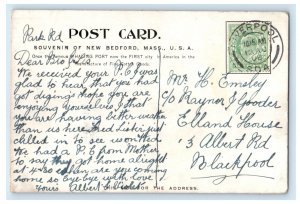 1908 Post Office Building Street View New Bedford Massachusetts MA Postcard