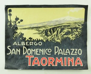 1940's-50's San Domenico Palace Hotel Taormina, Italy Luggage Label Original E19