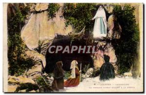 Old Postcard Lourdes L & # 39Appartion Prime candle lights a cave