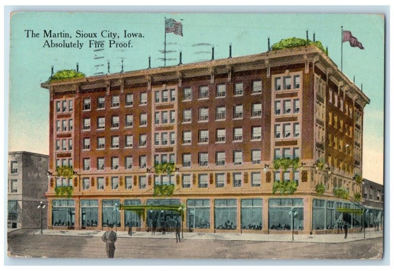 1913 The Martin Fireproof Building Sioux City Iowa IA Posted Antique Postcard