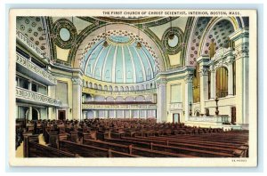First Church of Christ Scientist Interior Boston Massachusetts Vintage Postcard