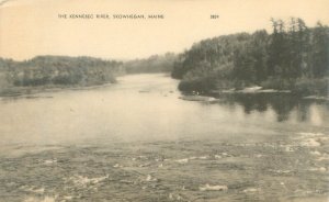 Skowhegan Maine Kennebec River 1951 B&W Postcard Lakewood ME Cancel, Photolux