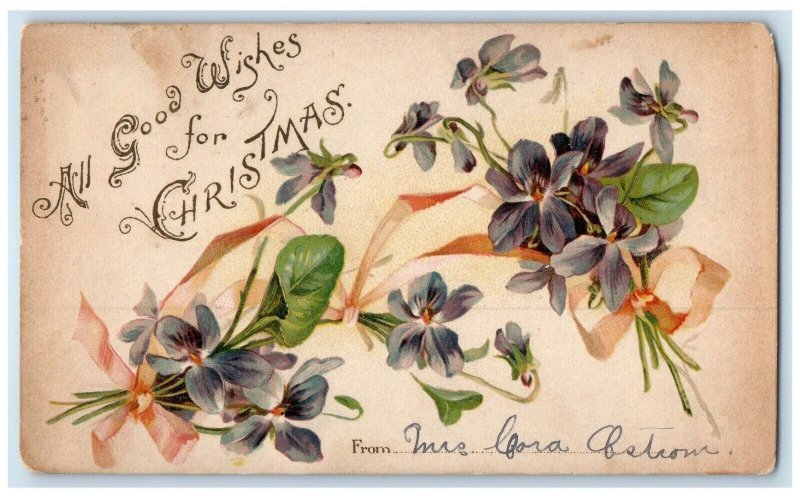 1901 Christmas Flowers Siloam Springs Arkansas AR Posted Antique Postcard