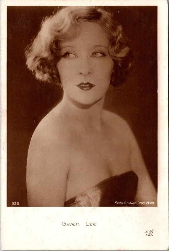 Real Photo Postcard Portrait of Gwen Lee, Metro-Goldwyn Production