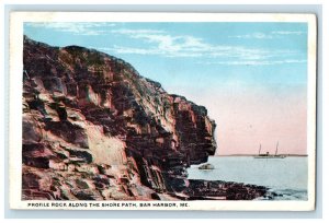 c1910's Profile Rock Along Shore Path Bar Harbor Maine ME Antique Postcard