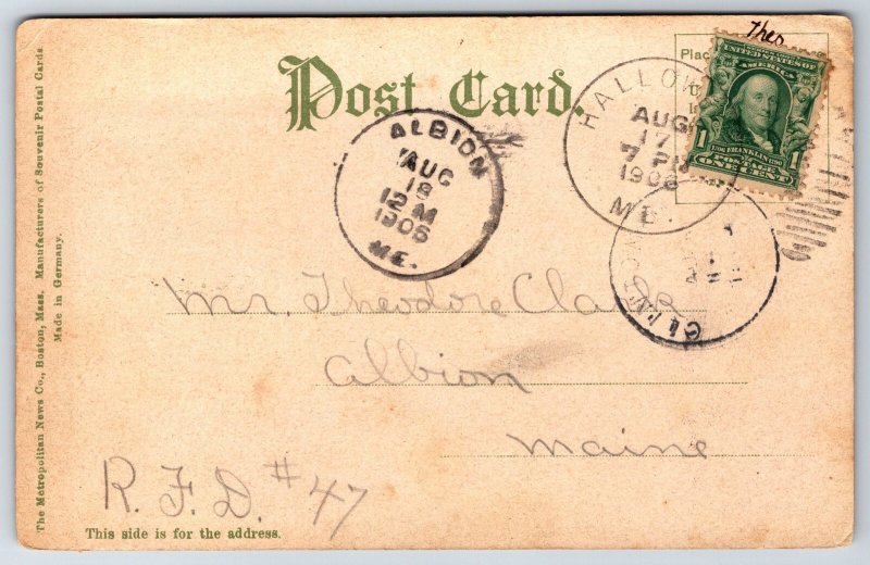 Augusta Maine~Western Avenue Homes~Crowd @ Winthrop Trolley~1905 Postcard