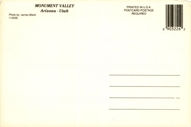 Monument Valley, Arizona-Utah border, United States, red sandstone Postcard