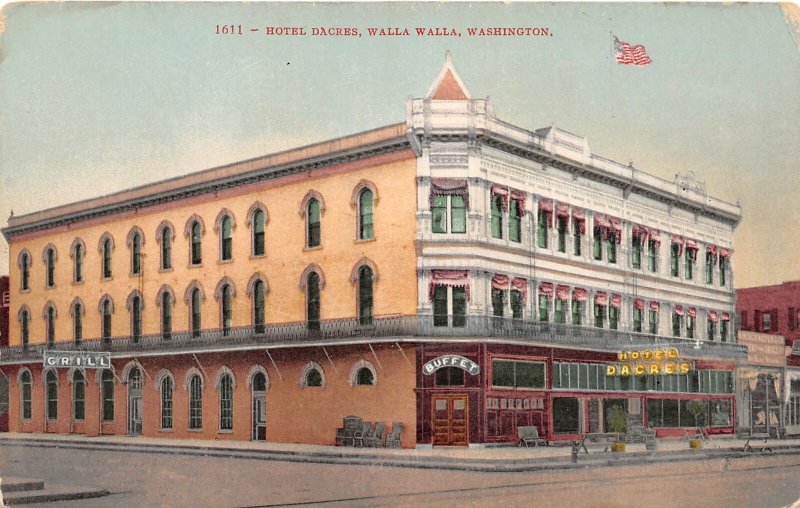 G33/ Walla Walla Washington Postcard c1910 Hotel Dacres Building 3