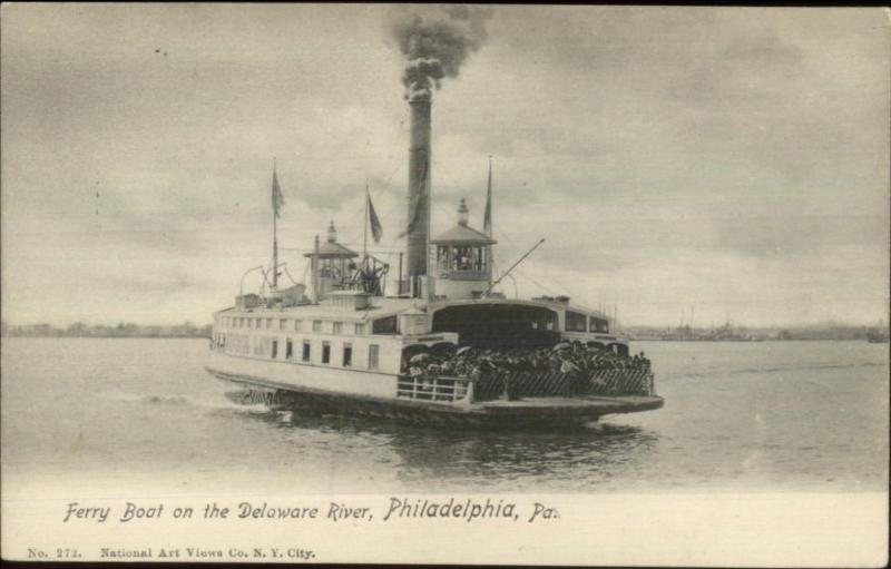 Philadelphia PA Ferry Boat Steamer on Delaware River c1905 Postcard