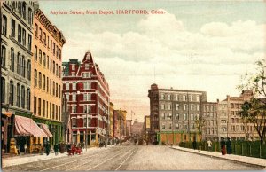 Asylum Street from Railroad Depot, Hartford CT Vintage Postcard F62