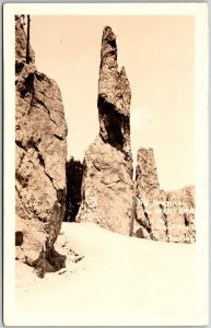 Rock Formation Sentinal Needle Dr. Black Hills South Dakota Real RPPC Postcard