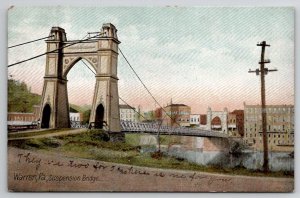 Warren PA Suspension Bridge 1907 To Kane Pennsylvania Postcard X27