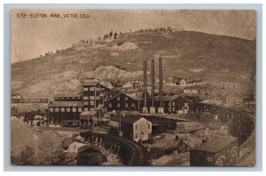 Elkton Mine Victor Colorado Sepia Postcard Gold Mining