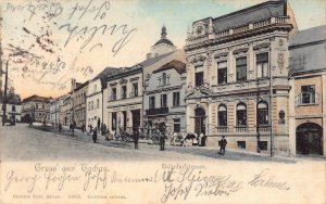 Germany Dachau Bahnhofstrasse commerce shops vintage postcard