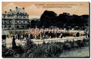 Paris Old Postcard The gardens and pool of Luxembourg