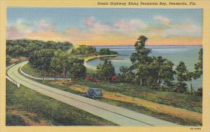 Florida Pensacola Scenic Highway Along Pensacola Bay Curteich