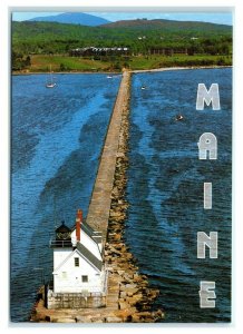 Postcard Aerial View of Rockland Breakwater Light Lighthouse Maine ME 1888 MS734