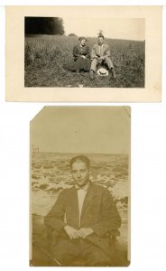 2 RPPC's Man and Couple  (one card is damaged)