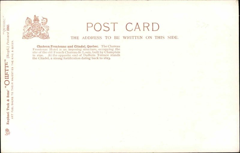 Quebec City Quebec Hotel Vintage Postcard