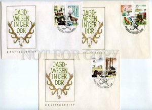 417306 EAST GERMANY GDR 1977 FDCs hunting Wild boar Pinter dog Deers fox