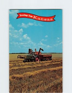Postcard Combining A Field Of Grain Greetings from Kansas USA