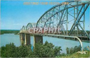 Old Postcard One of the graceful bridges spanning the Mississippi river