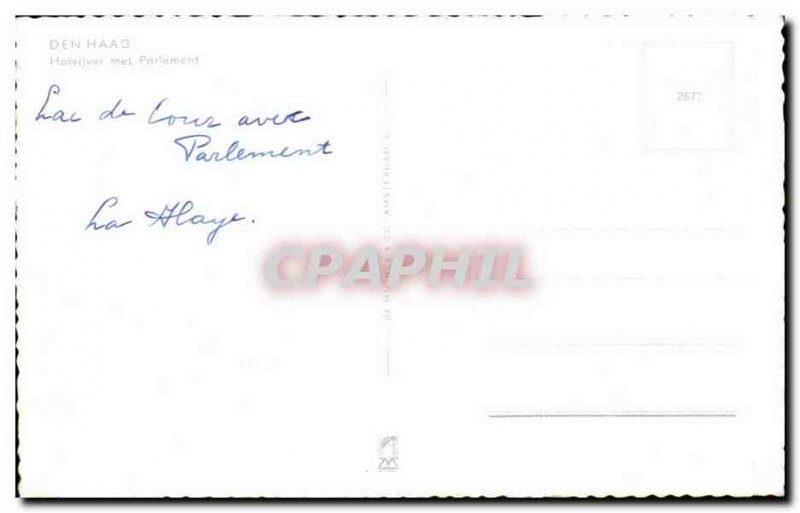 Old Postcard Den Haag Hofvijve puts parlemont
