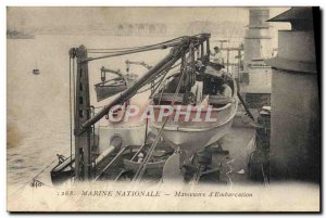 Old Postcard Navy Boat Maneuver d & # 39embarcation