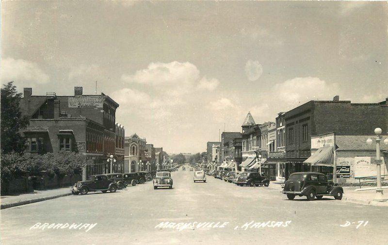 Autos 1940s Marysville Kansas Broadway Cook RPPC real photo postcard 11977