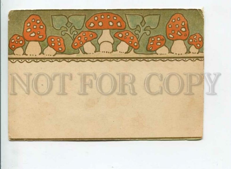 3170466 ART NOUVEAU Amanita Mushrooms RUSSIAN MOTIVE vintage PC