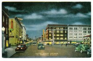 Capitol Ave, Cheyenne Wyoming unused Kropp Linen PPC, Red Cross Handstamp