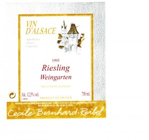 Vin D'Alsace 1995 Riesling Weingarten, Original Vintage Wine Label